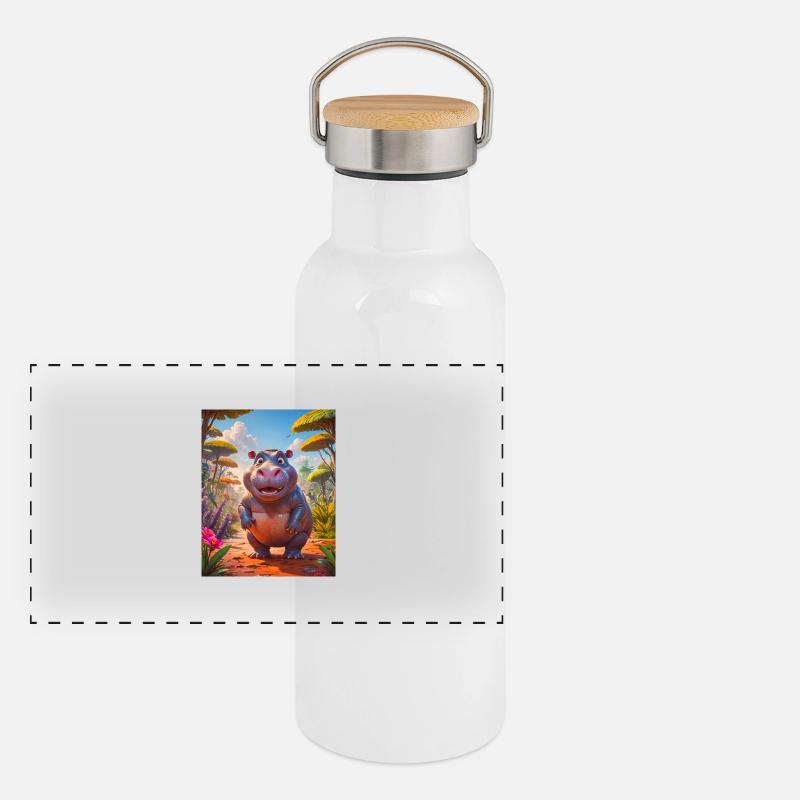 animaux africains super mignons – Hippopotame Gourde isotherme avec bouchon en bambou
