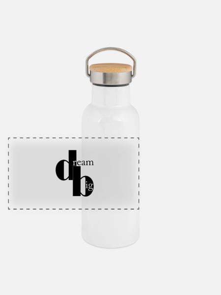 dream big - Panorama Thermosflasche mit Bambusdeckel - Weiß - Vorne