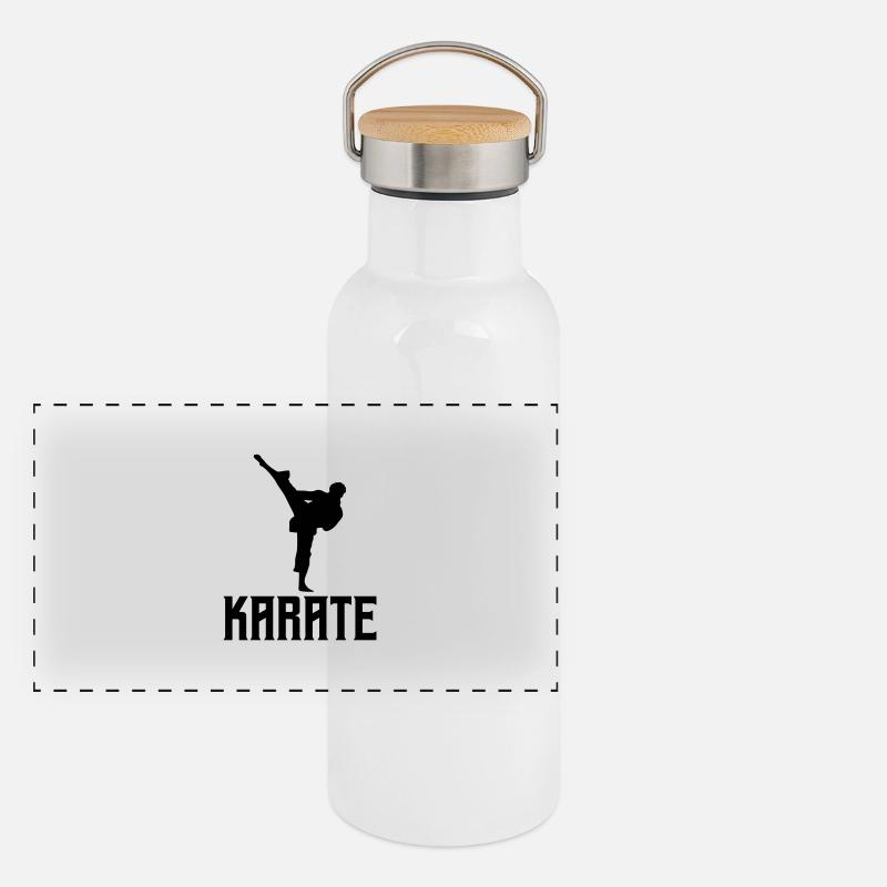 karate Panorama Thermosflasche mit Bambusdeckel