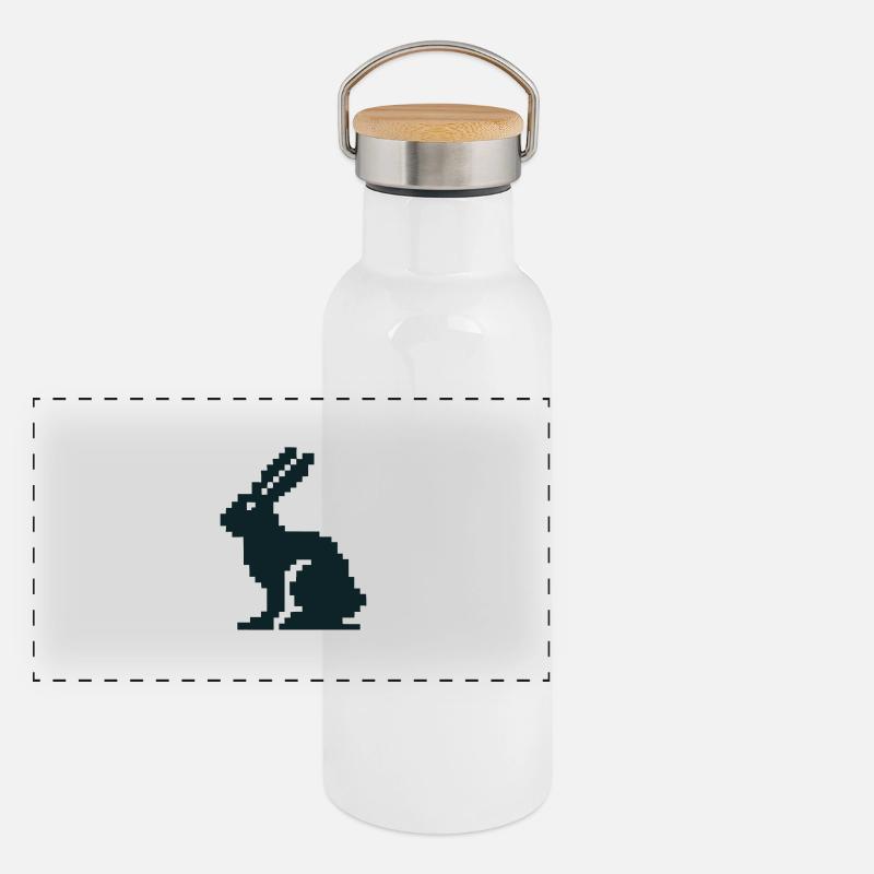 Lapin Pixel Gourde isotherme avec bouchon en bambou
