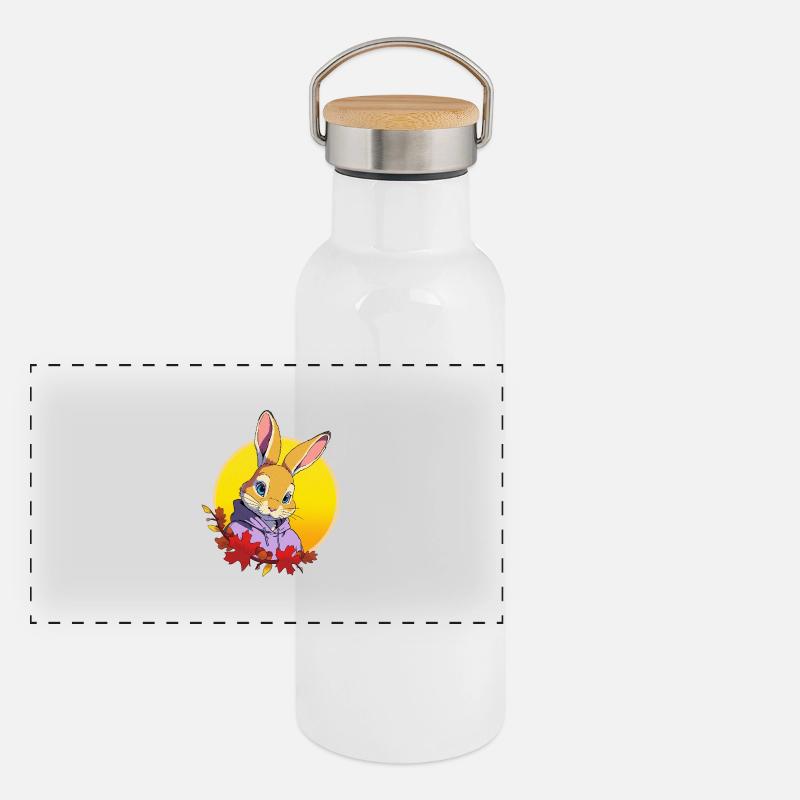 Rabbit Design Panoramic Thermal Bottle with Bamboo Lid