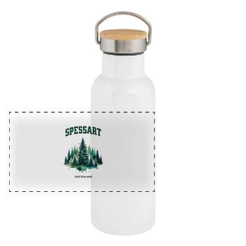 Spessart Allemagne Chemise Forêt Nature Randonnée - Gourde isotherme avec bouchon en bambou - blanc - Devant