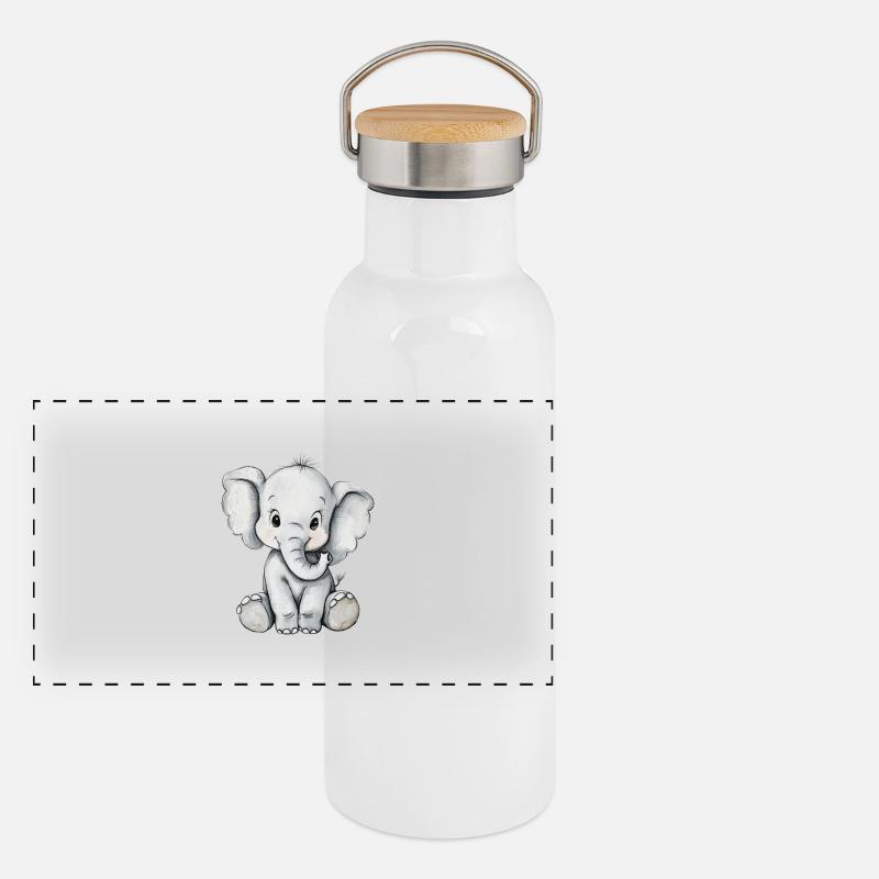 petit éléphant mignon Gourde isotherme avec bouchon en bambou