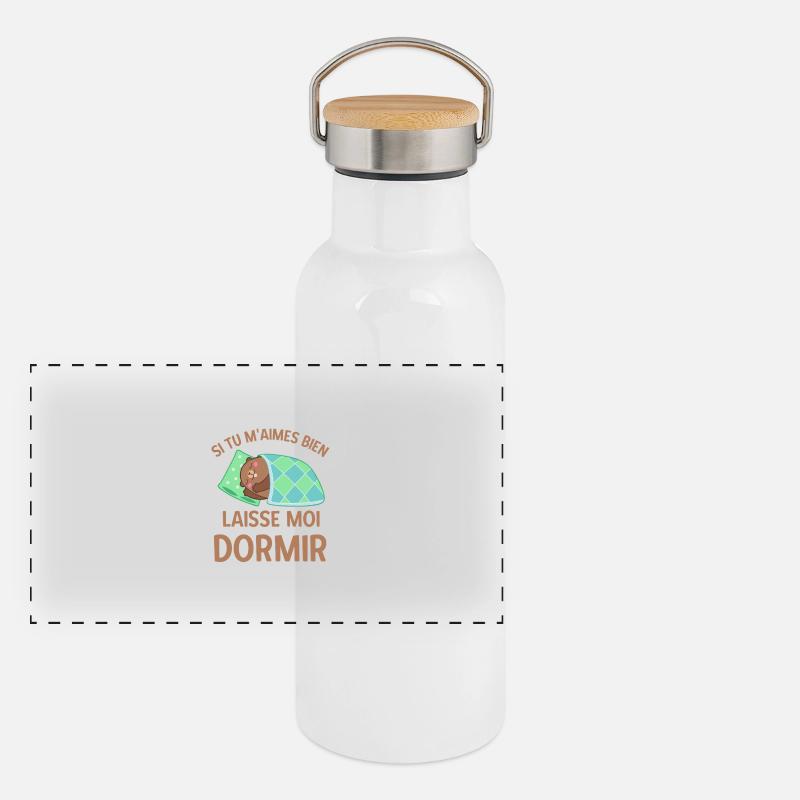 Humour marmotte dormir Gourde isotherme avec bouchon en bambou