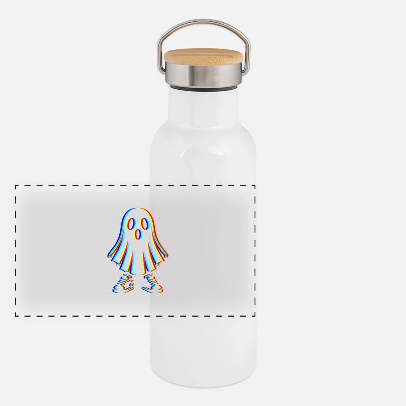 Glitch Ghost – Spooky Style Panoramic Thermal Bottle with Bamboo Lid