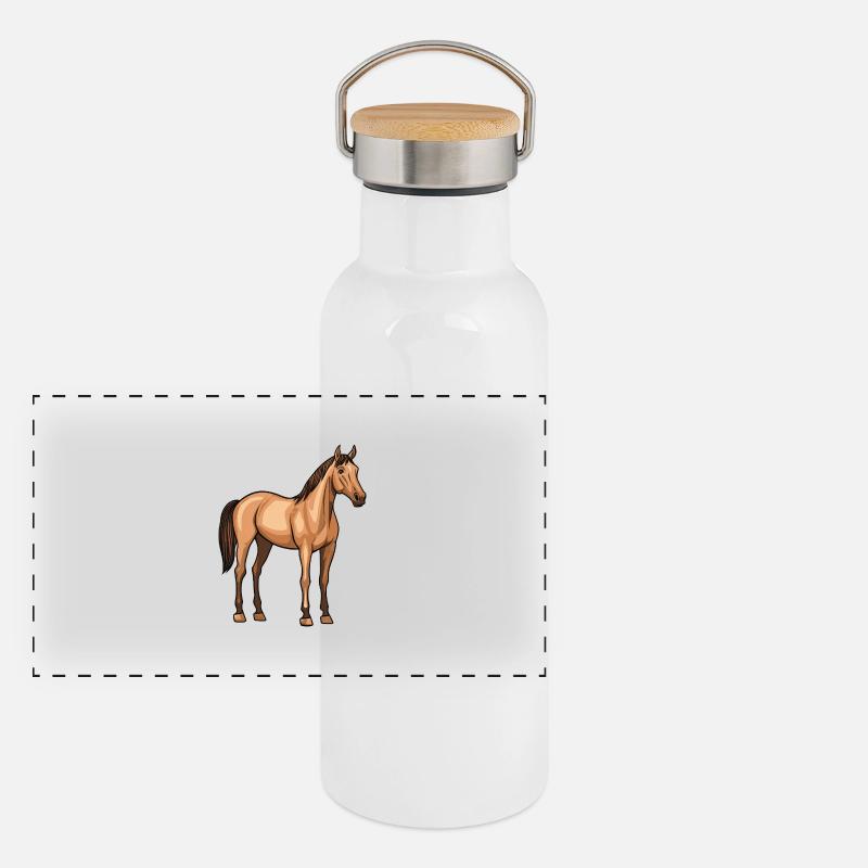 Pferd Panorama Thermosflasche mit Bambusdeckel