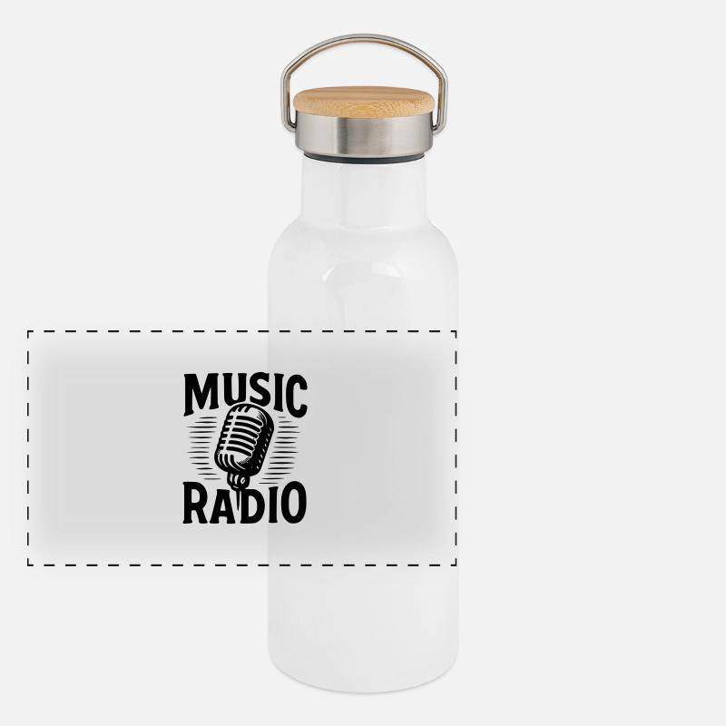 Musikradio Panorama Thermosflasche mit Bambusdeckel