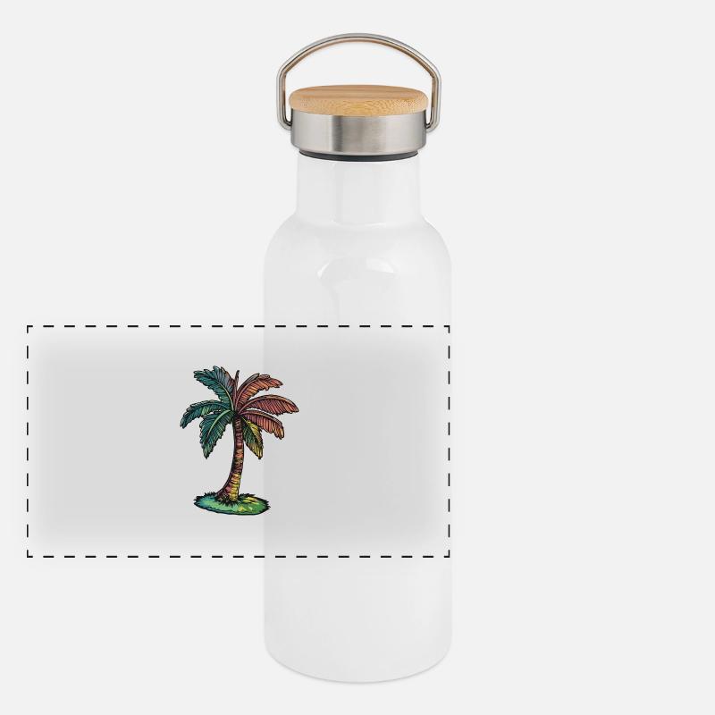 Palm Tree Beach Panoramic Thermal Bottle with Bamboo Lid