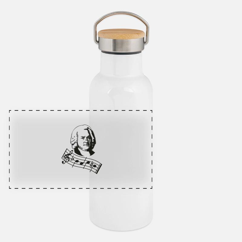 bach noten 2col Panorama Thermosflasche mit Bambusdeckel