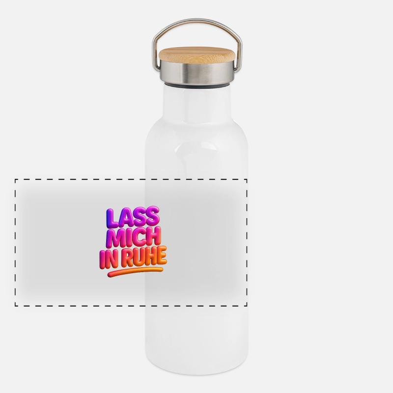 Lass Mich In Ruhe Neon 3D Typografie Panorama Thermosflasche mit Bambusdeckel