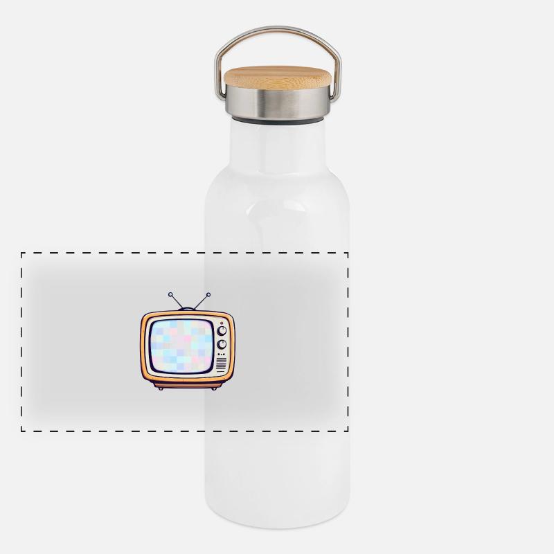 Retro TV Panorama Thermosflasche mit Bambusdeckel