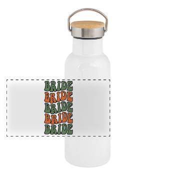 BRIDE - enterrement de vie de jeune fille vert - Orange - Gourde isotherme avec bouchon en bambou - blanc - Devant