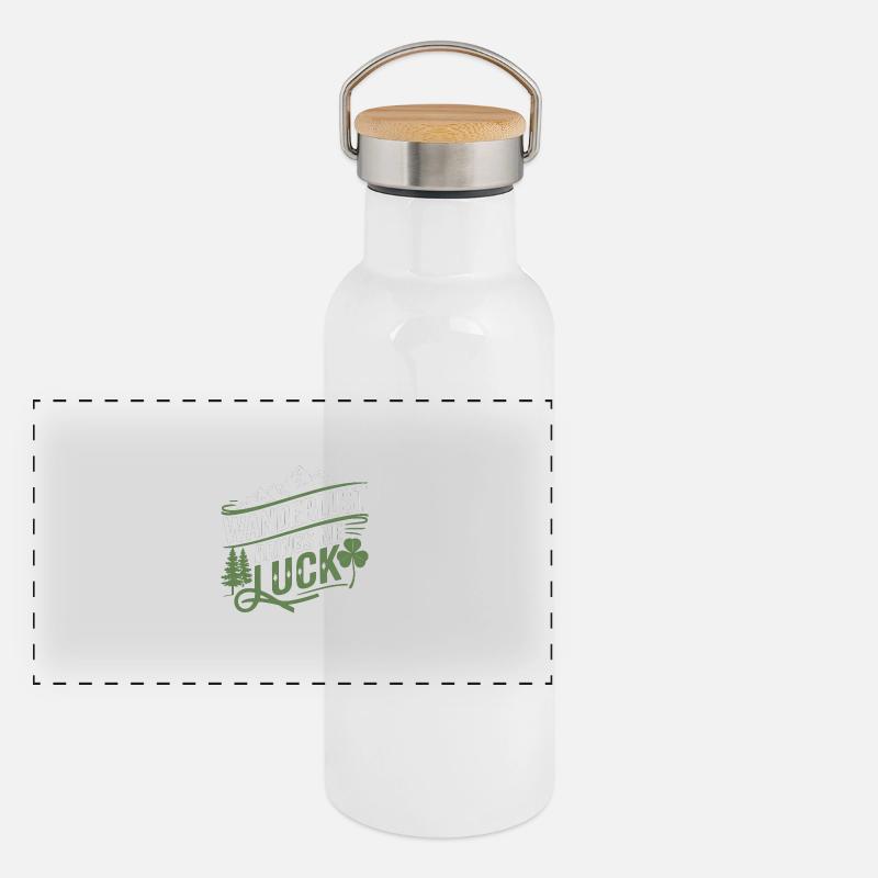 Fernweh bringt mir Glück - Panorama Thermosflasche mit Bambusdeckel - Weiß