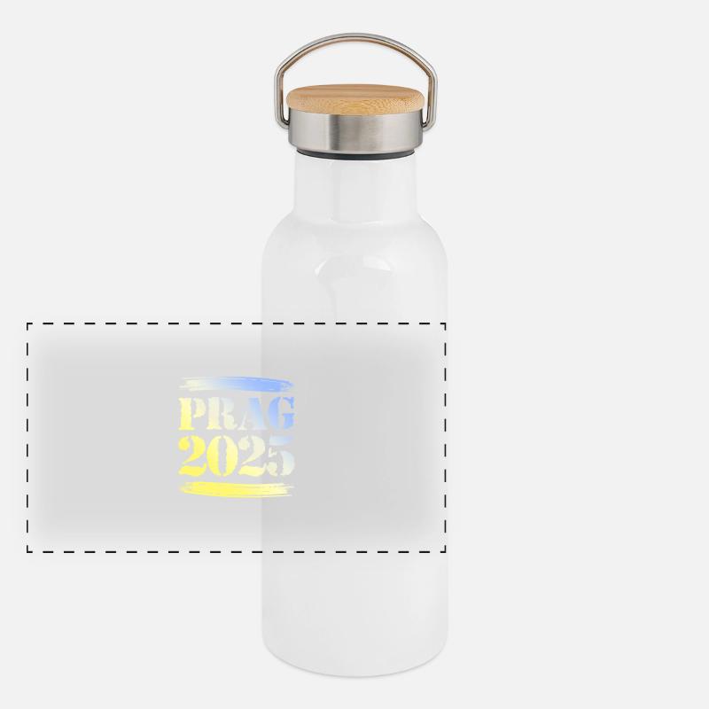 Prag 2025 Panorama Thermosflasche mit Bambusdeckel