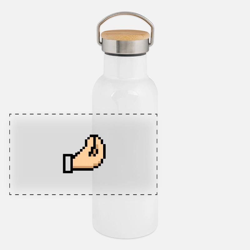 Pixel Hand Cursor Design Italia Panorama Thermosflasche mit Bambusdeckel