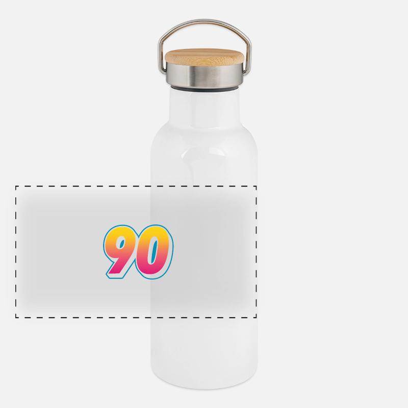 90er Gradient Jubeldesign Panorama Thermosflasche mit Bambusdeckel