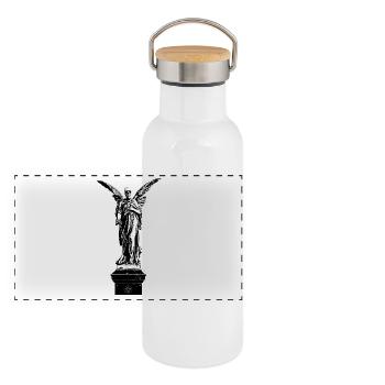 Angel of the Dead on Stehle - Panoramic Thermal Bottle with Bamboo Lid - white - Front