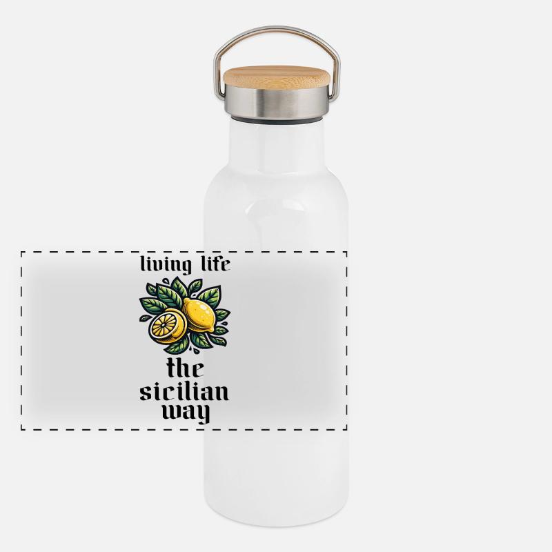 Sicile Citrons Mode de vie Sicilien Italie Gourde isotherme avec bouchon en bambou
