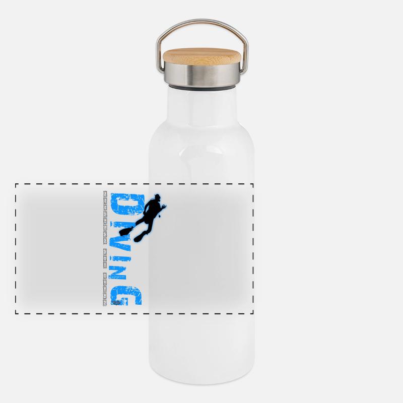 Diving - protects the reefs Panorama Thermosflasche mit Bambusdeckel