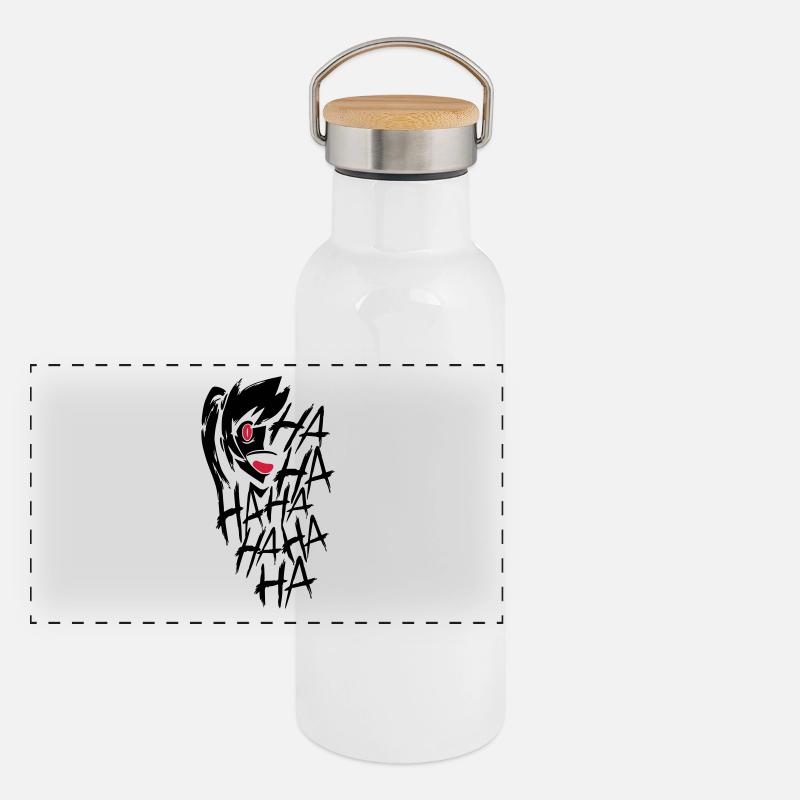 Creepy Laugh Panorama Thermosflasche mit Bambusdeckel