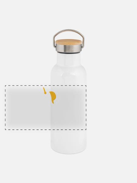 Hiphop Rapper - Panorama Thermosflasche mit Bambusdeckel - Weiß - Vorne