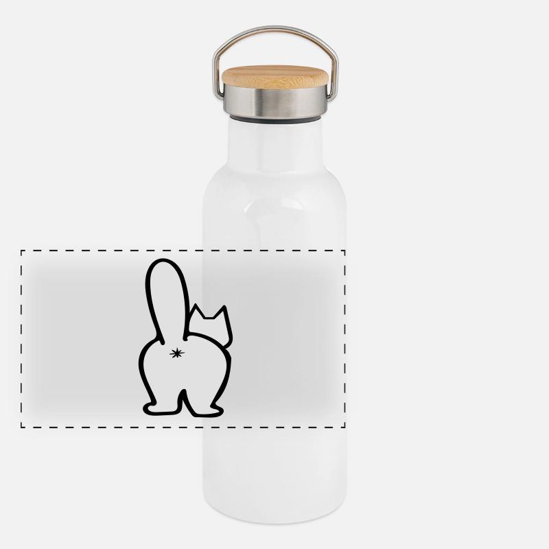 Chat par derrière. Sélection de couleurs libre Gourde isotherme avec bouchon en bambou