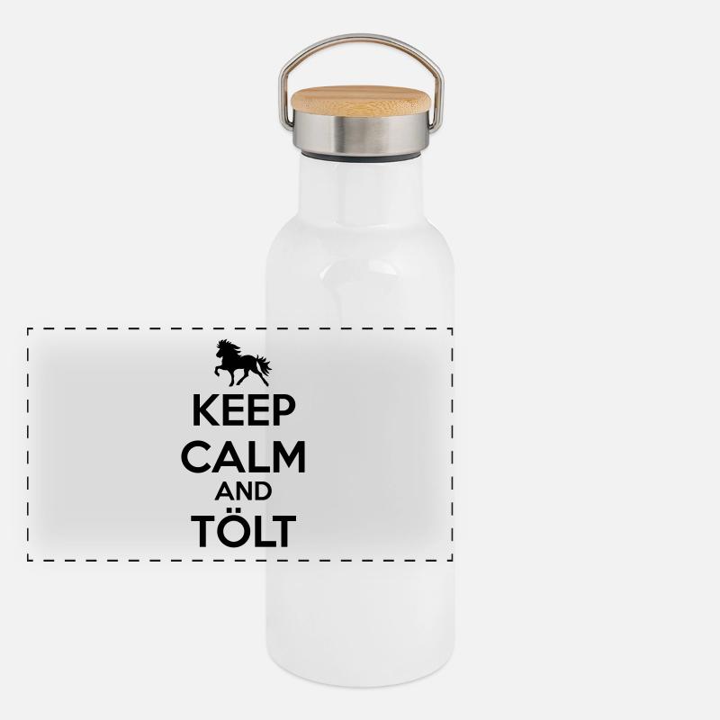 Keep Calm and Tölt Panorama Thermosflasche mit Bambusdeckel