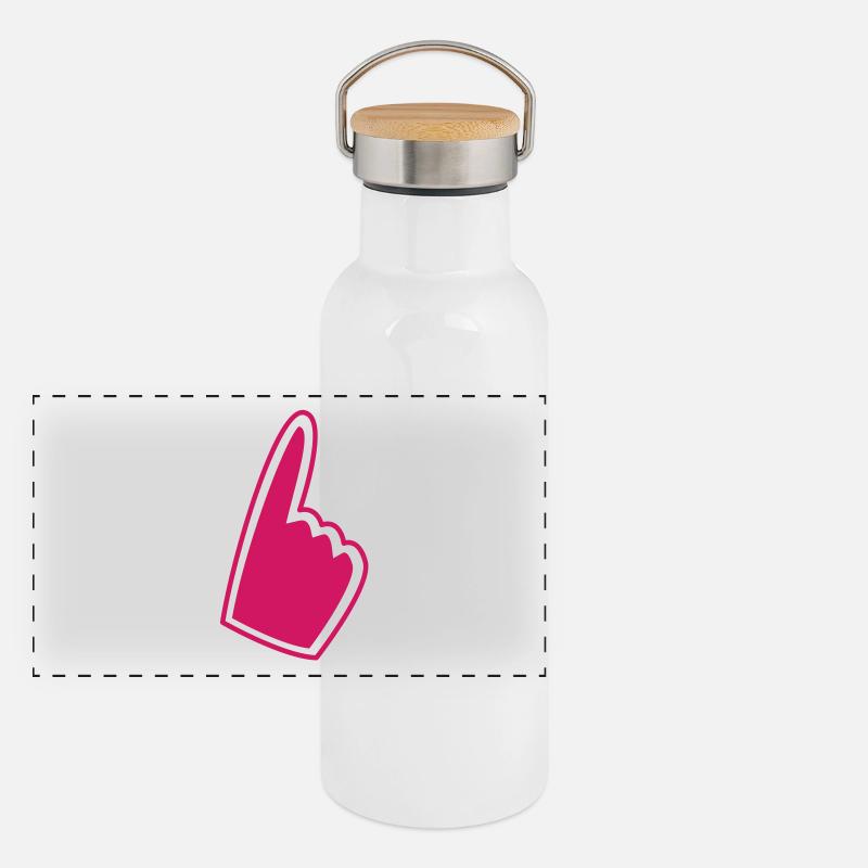 baseball surdimensionné simple main pointant vers Gourde isotherme avec bouchon en bambou