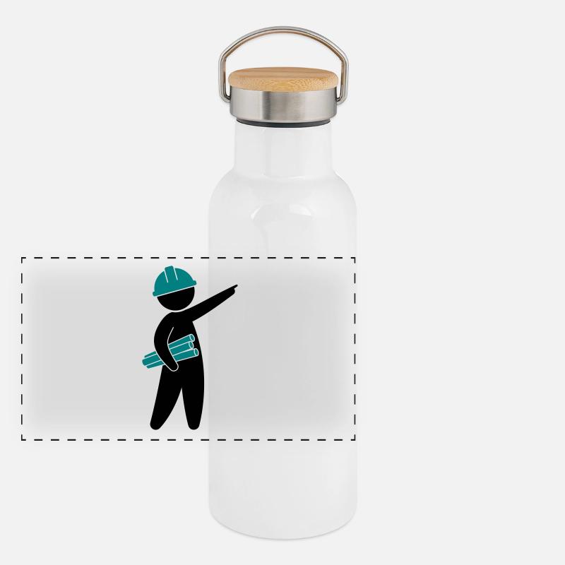 Ein Ingenieur auf einer Baustelle Panorama Thermosflasche mit Bambusdeckel