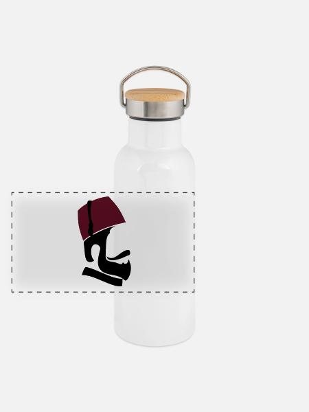 Ottoman Man - Panorama Thermosflasche mit Bambusdeckel - Weiß - Vorne