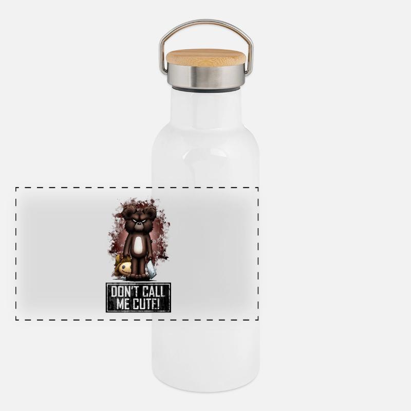 Teddy - Don't Call Me Cute (Color) Panorama Thermosflasche mit Bambusdeckel