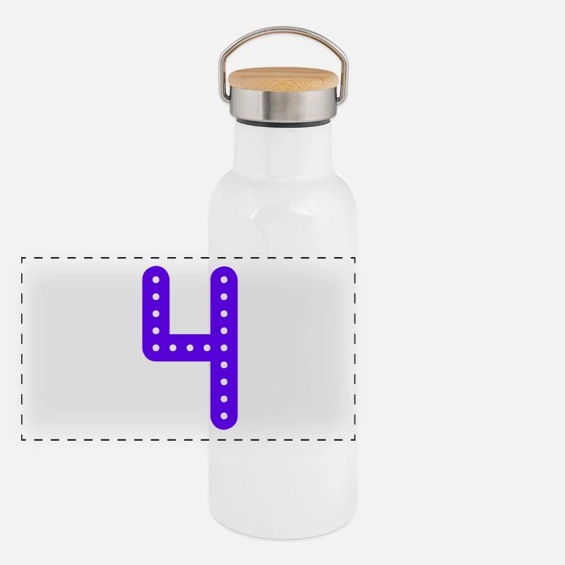 4 ANS. 4e ANNIVERSAIRE. ANNIVERSAIRE 4 ANS. ANNIV Gourde isotherme avec bouchon en bambou