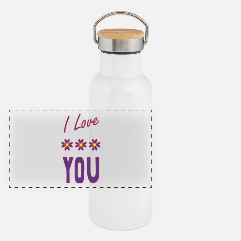 COUPLE. JUST MARRIED. EVJF. SAINT VALENTIN. MARIES Gourde isotherme avec bouchon en bambou