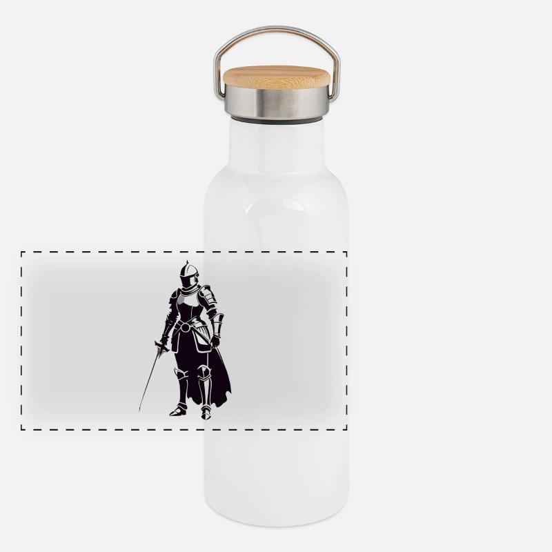 Ritter - Mittelalter Design Panorama Thermosflasche mit Bambusdeckel