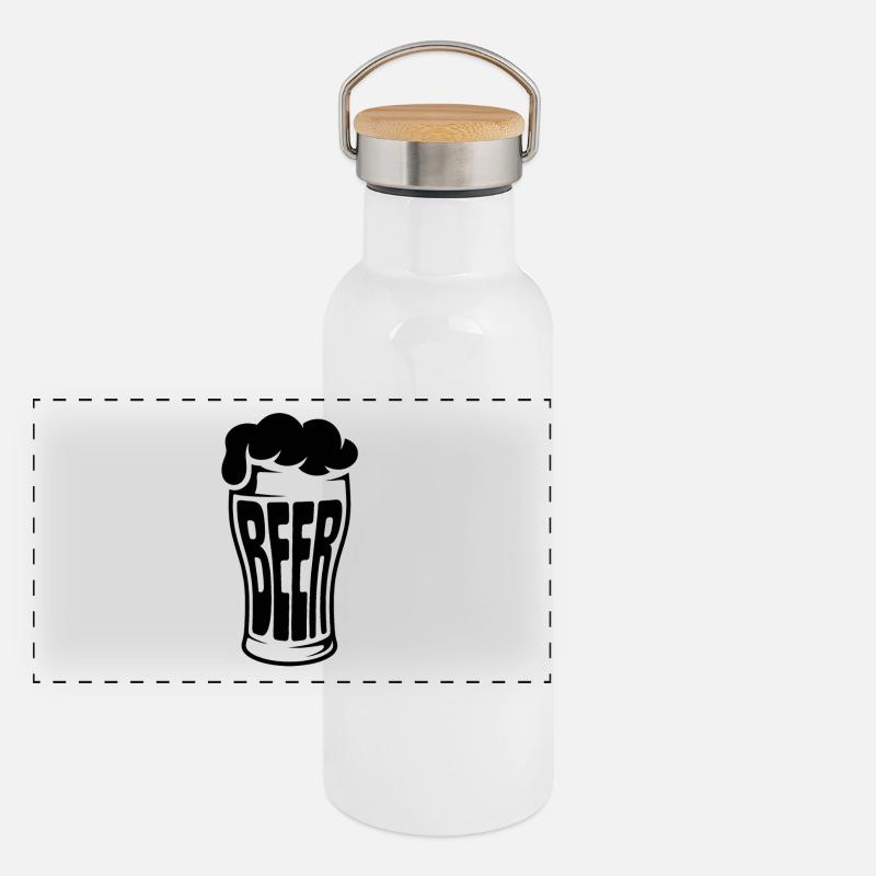 Beer - Funny Beer Logo Tshirt Panoramic Thermal Bottle with Bamboo Lid