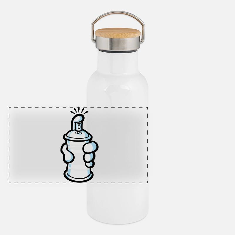 Cartoon paint spray Panorama Thermosflasche mit Bambusdeckel
