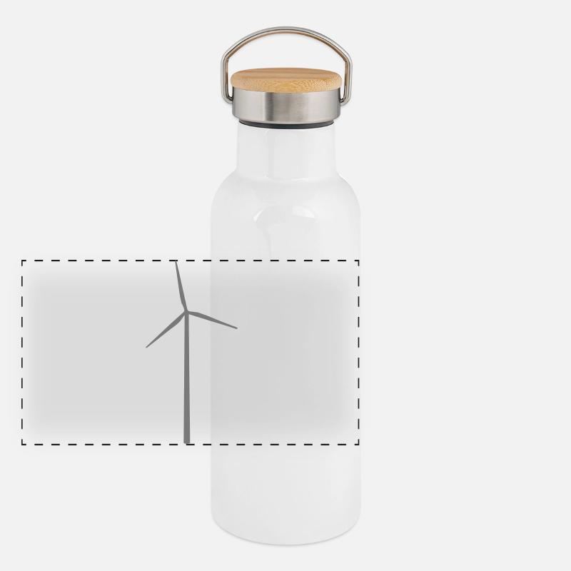 Windmill Windmill Wind Turbine Panoramic Thermal Bottle with Bamboo Lid