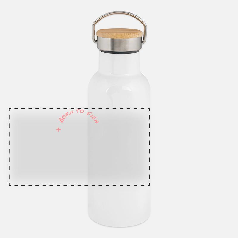Soutenu pour pêcher - forcé à travailler (2c) - Gourde isotherme avec bouchon en bambou - blanc