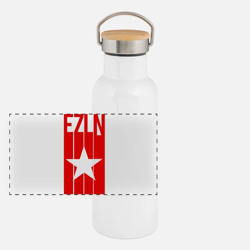 ezln Mexico Chiapas subcomandante Marcos Panoramic Thermal Bottle with Bamboo Lid