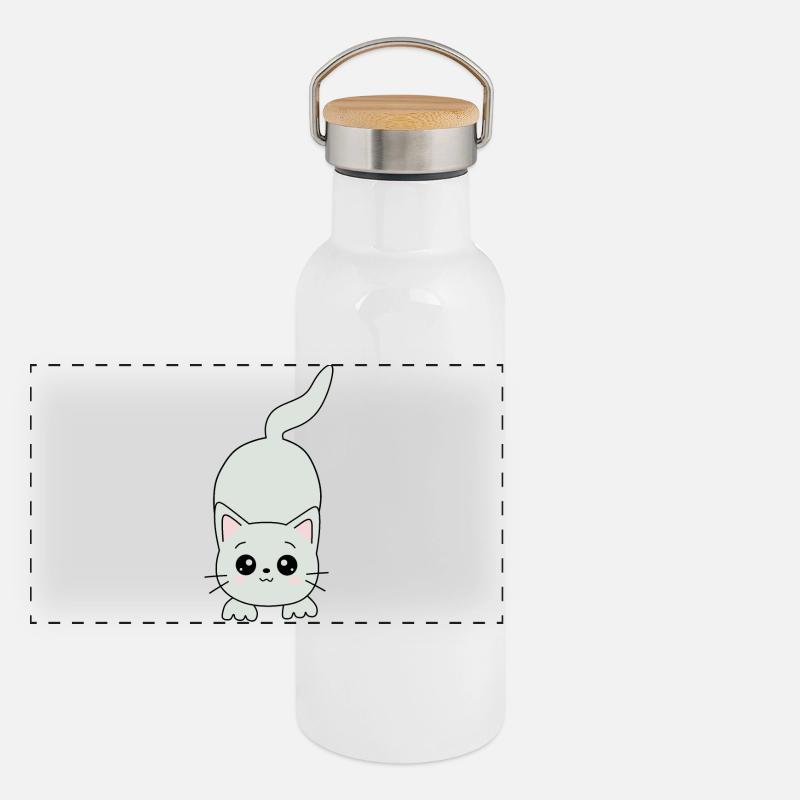 kawaii cat Panoramic Thermal Bottle with Bamboo Lid