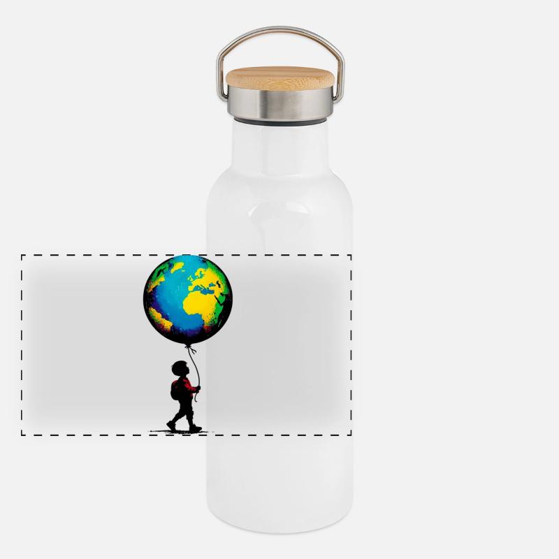 Planet Earth Panoramic Thermal Bottle with Bamboo Lid