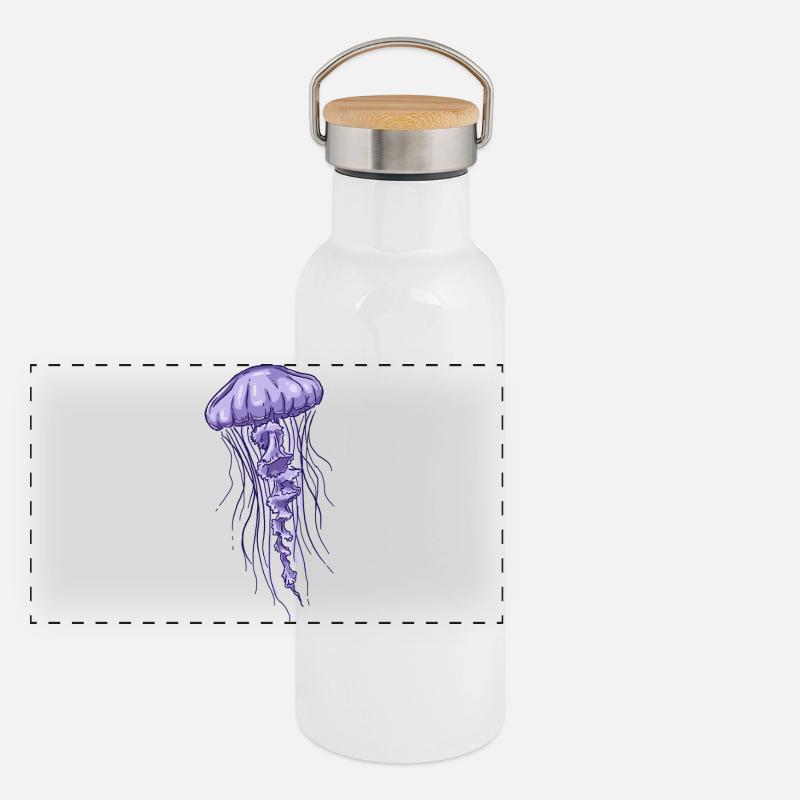 Illustration de méduse violette Gourde isotherme avec bouchon en bambou