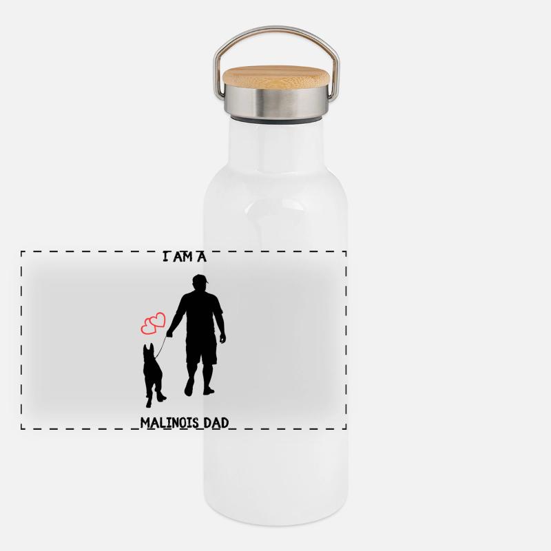 Malinois Dad - Panoramic Thermal Bottle with Bamboo Lid - white