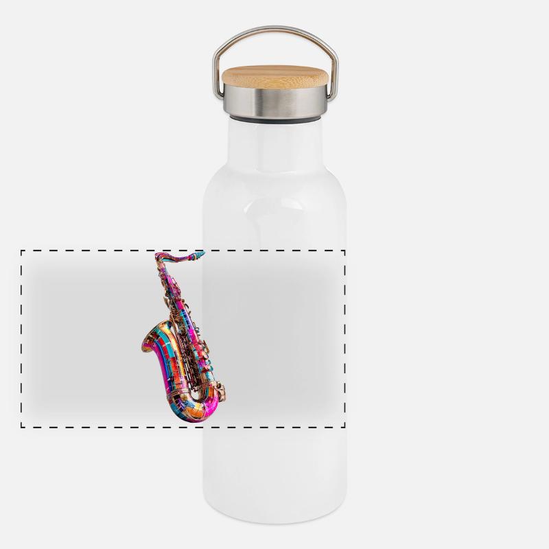 Colorful saxophone design Panoramic Thermal Bottle with Bamboo Lid