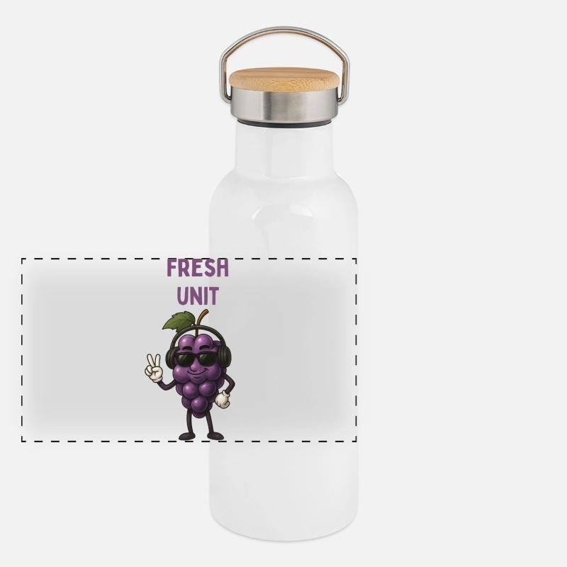 FRESH UNIT Traube mit Kopfhörern Panorama Thermosflasche mit Bambusdeckel