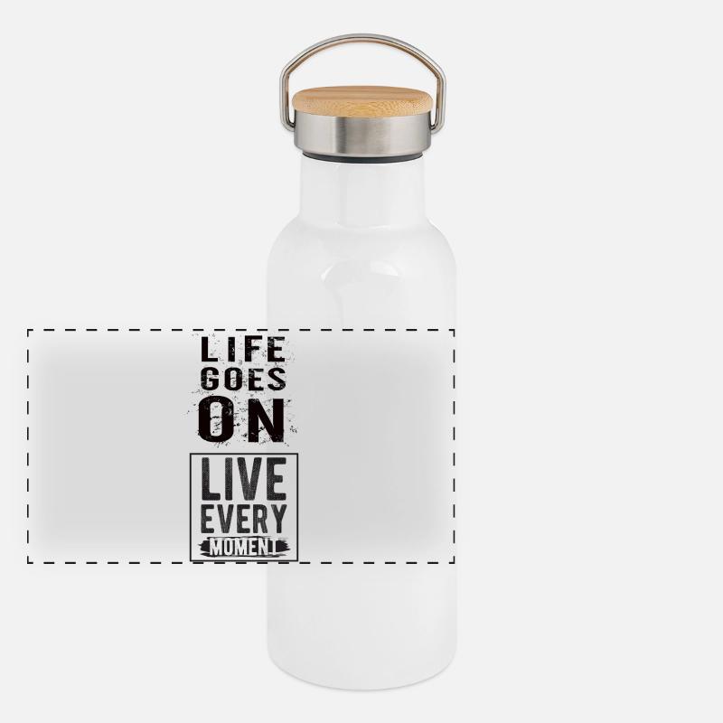 La vie continue Gourde isotherme avec bouchon en bambou