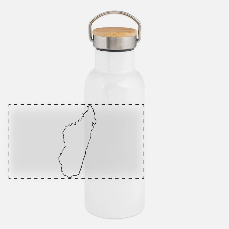 Carte du contour de Madagascar Gourde isotherme avec bouchon en bambou