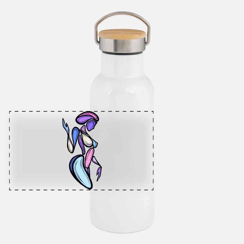 Femme abstraite Forme colorée Gourde isotherme avec bouchon en bambou