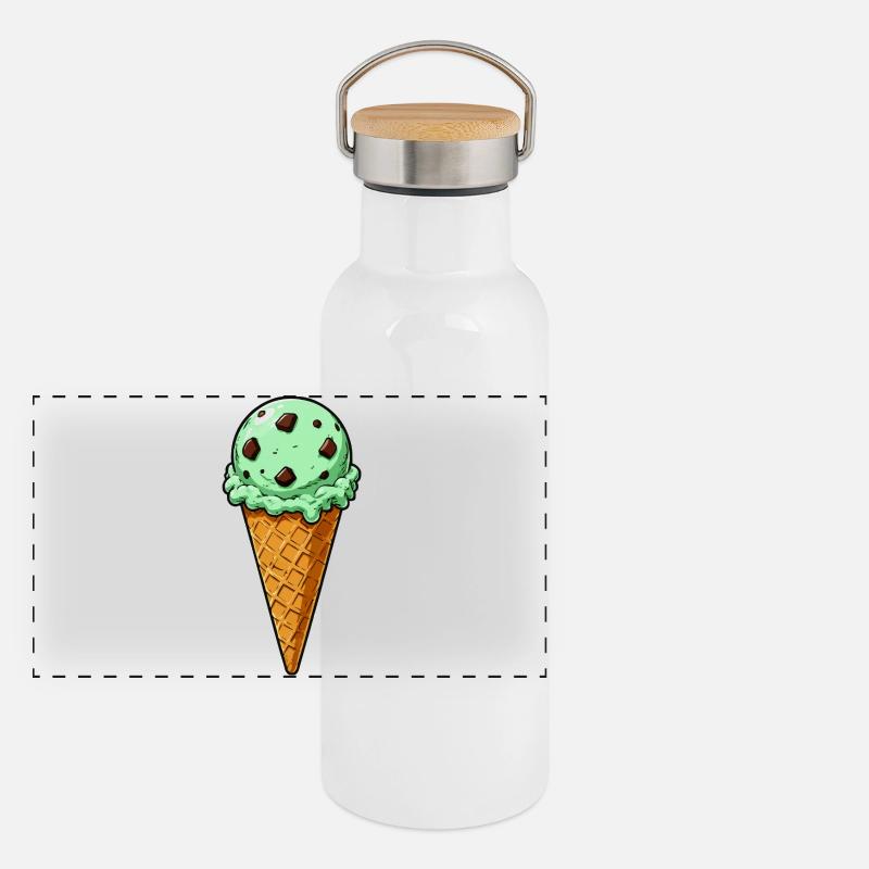 Minz Schoko Eis Kugel Panorama Thermosflasche mit Bambusdeckel