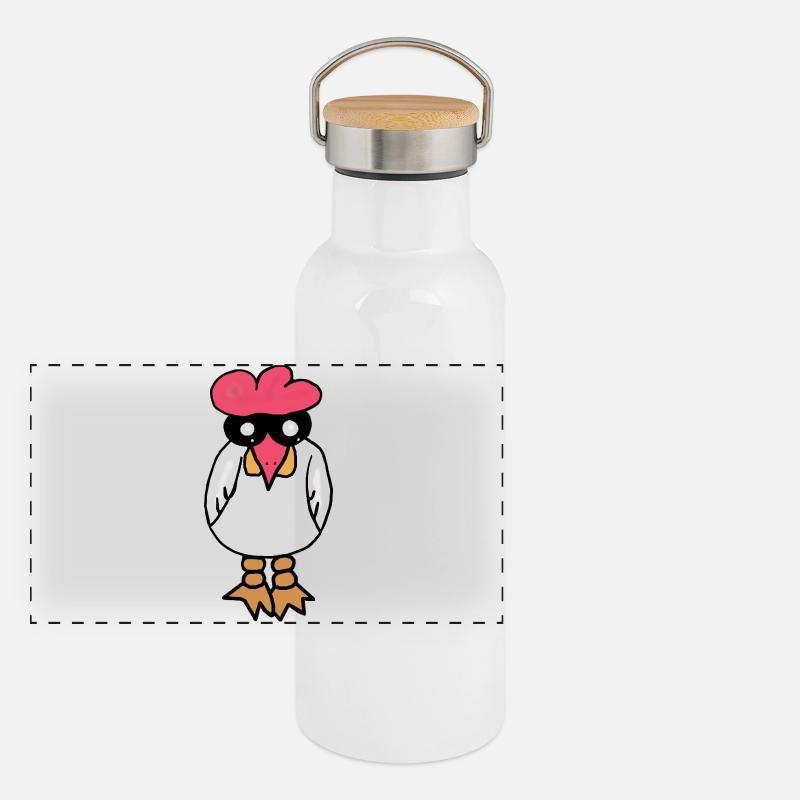 Huhn Panorama Thermosflasche mit Bambusdeckel